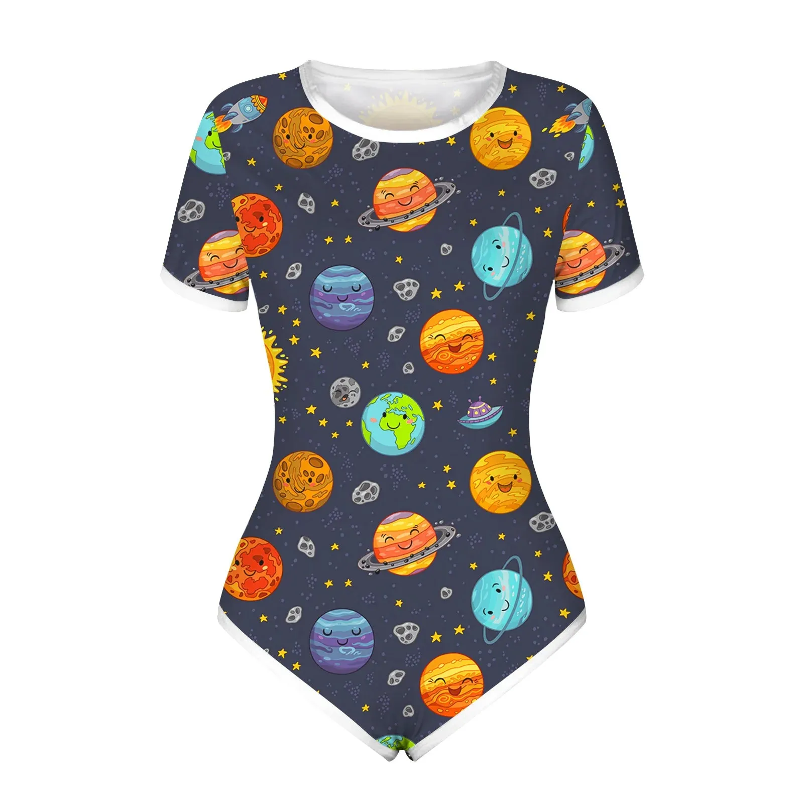 Summer Women Cute Bodysuit Pajamas Shorts Romper Open Snap Crotch Home Wear Teen Girls Sexy Jumpsuit Adult Nightgown Onesies
