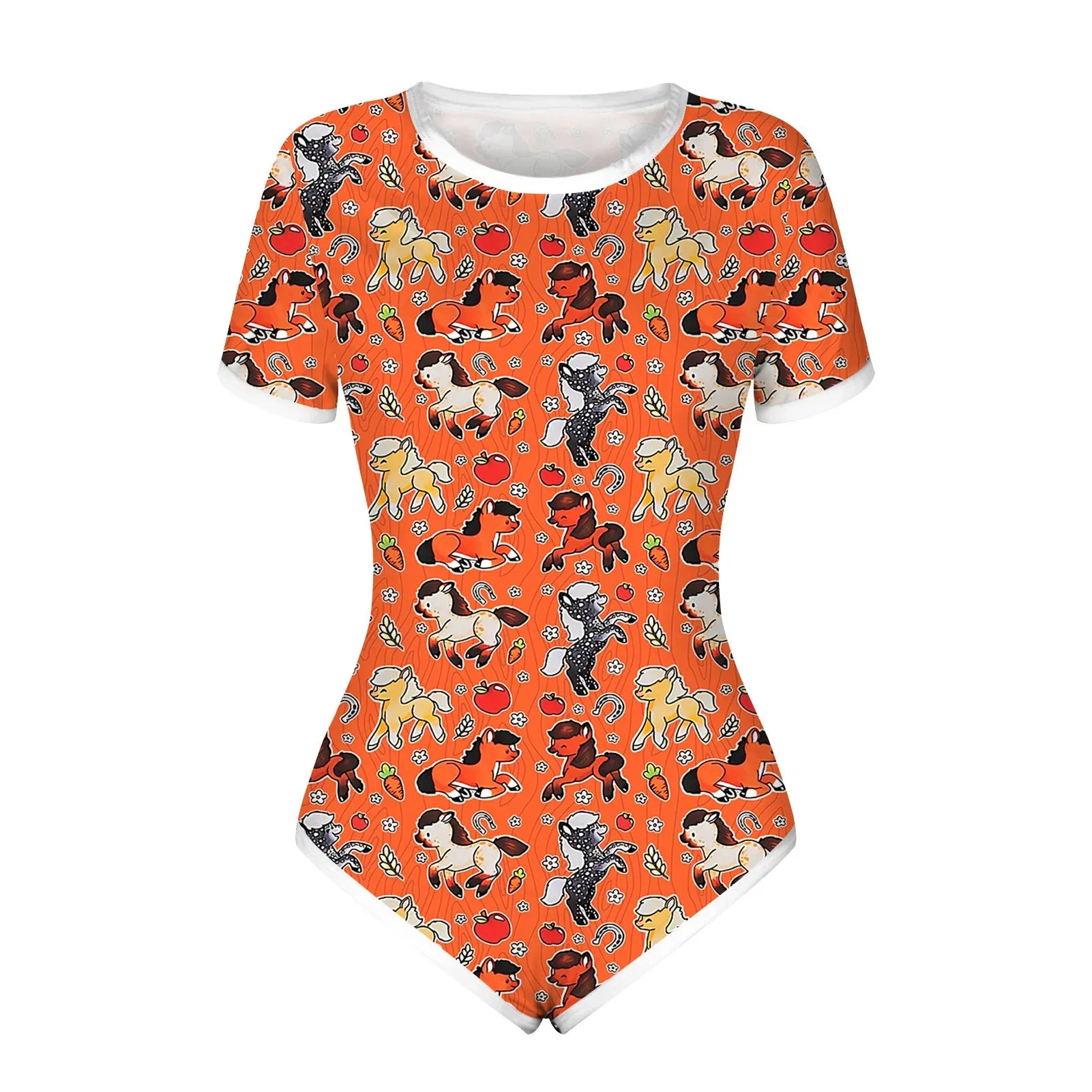 Summer Women Cute Bodysuit Pajamas Shorts Romper Open Snap Crotch Home Wear Teen Girls Sexy Jumpsuit Adult Nightgown Onesies