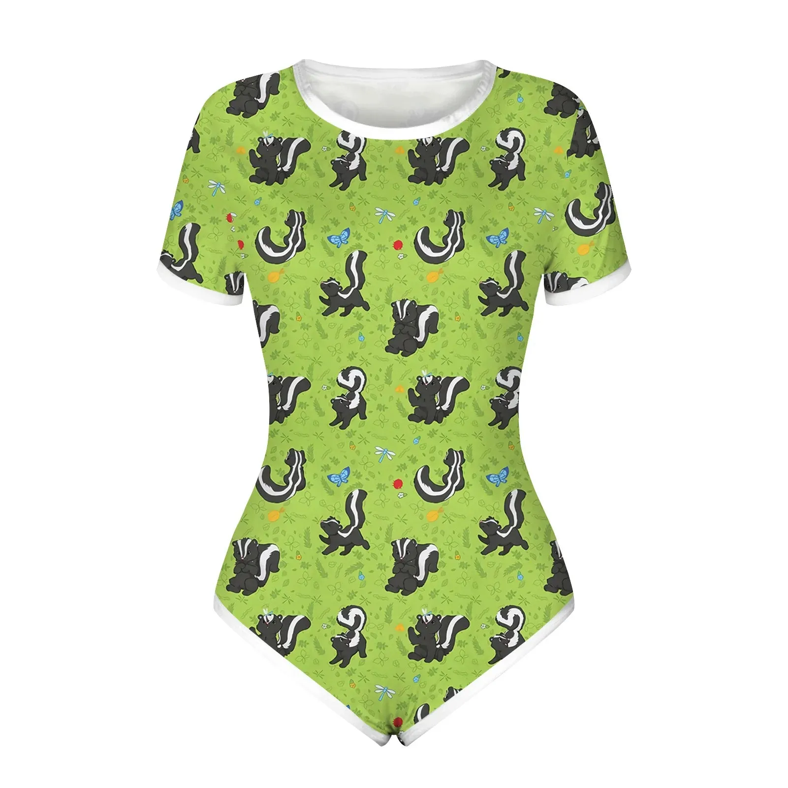 Summer Women Cute Bodysuit Pajamas Shorts Romper Open Snap Crotch Home Wear Teen Girls Sexy Jumpsuit Adult Nightgown Onesies