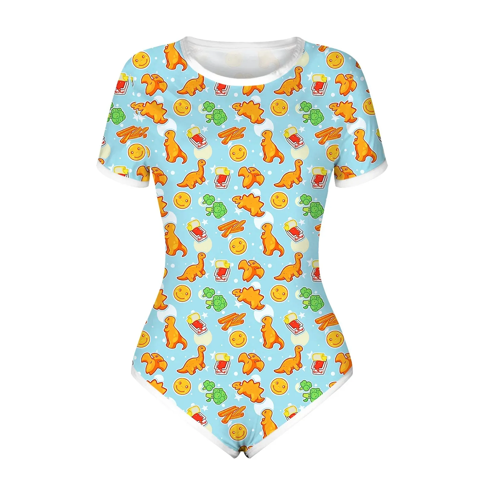 Summer Women Cute Bodysuit Pajamas Shorts Romper Open Snap Crotch Home Wear Teen Girls Sexy Jumpsuit Adult Nightgown Onesies
