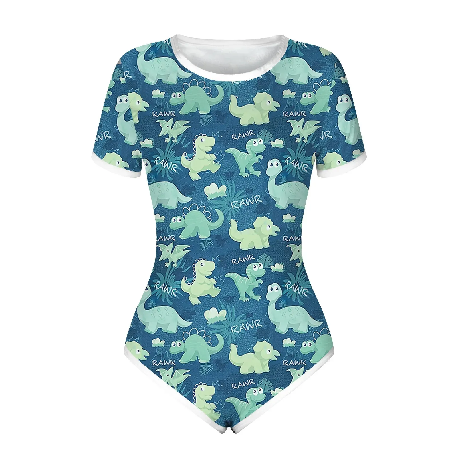 Summer Women Cute Bodysuit Pajamas Shorts Romper Open Snap Crotch Home Wear Teen Girls Sexy Jumpsuit Adult Nightgown Onesies