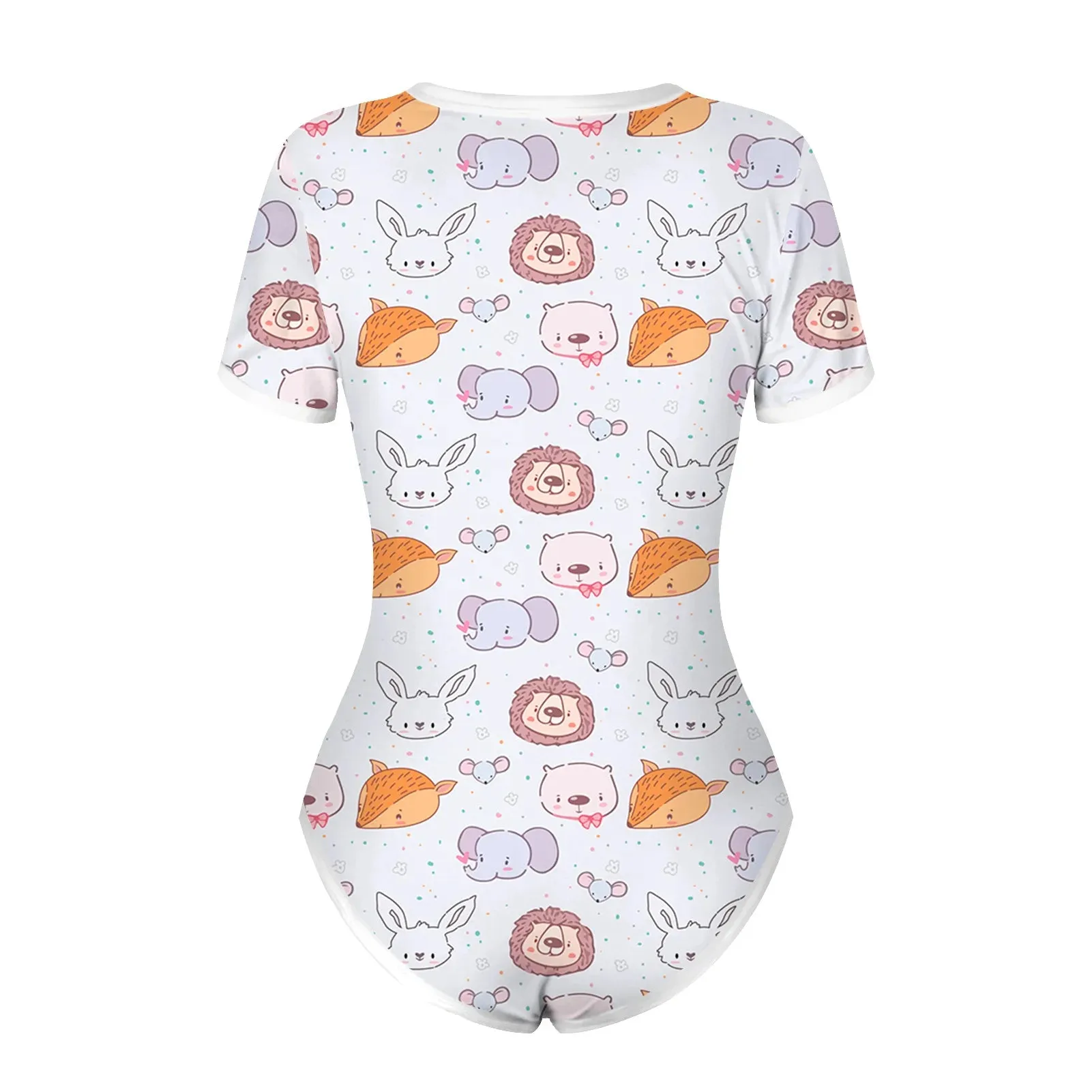 Summer Women Cute Bodysuit Pajamas Shorts Romper Open Snap Crotch Home Wear Teen Girls Sexy Jumpsuit Adult Nightgown Onesies