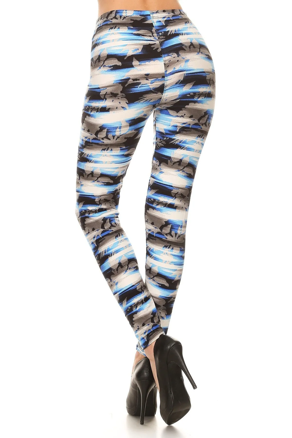 Super Soft Peach Multi-Color Printed Knit Leggings