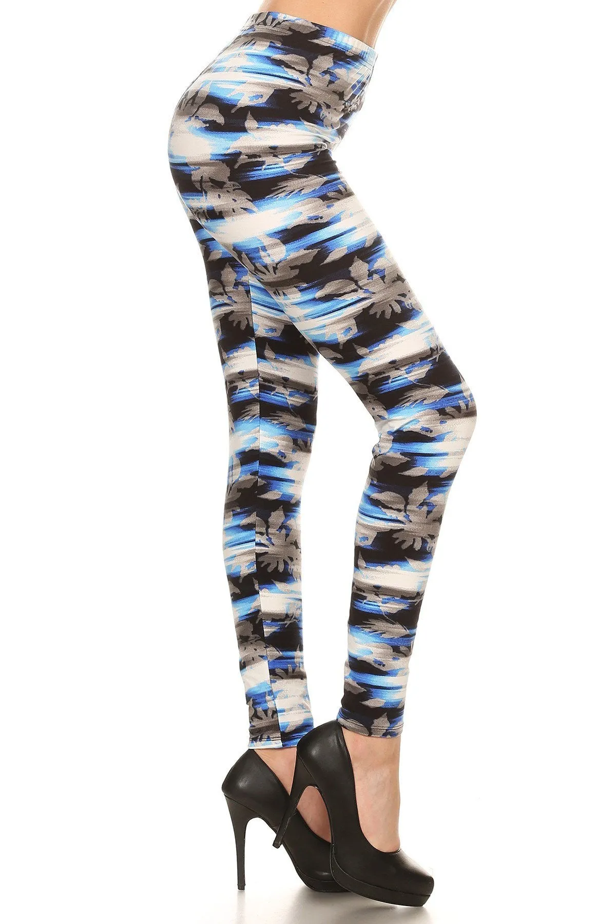 Super Soft Peach Multi-Color Printed Knit Leggings