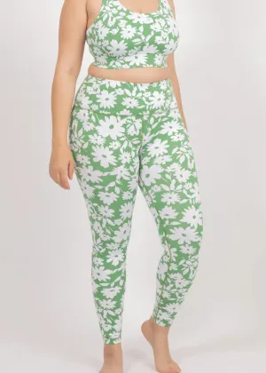 Surf & Yoga Leggings in Green Moonflower