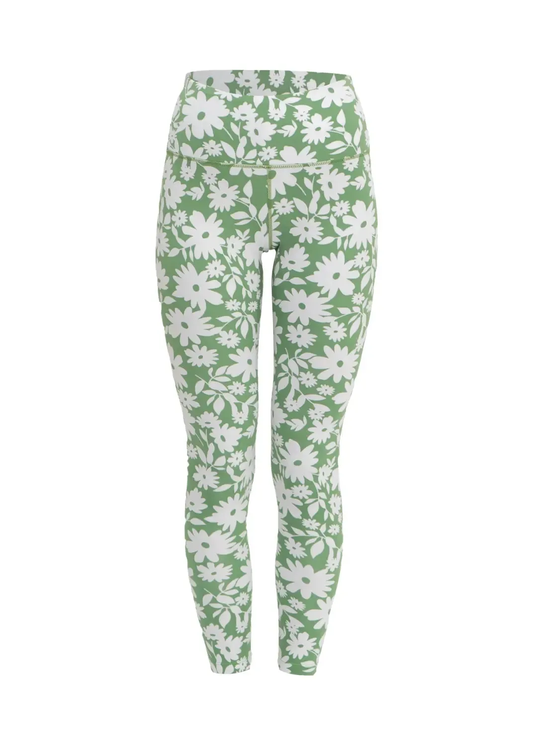 Surf & Yoga Leggings in Green Moonflower