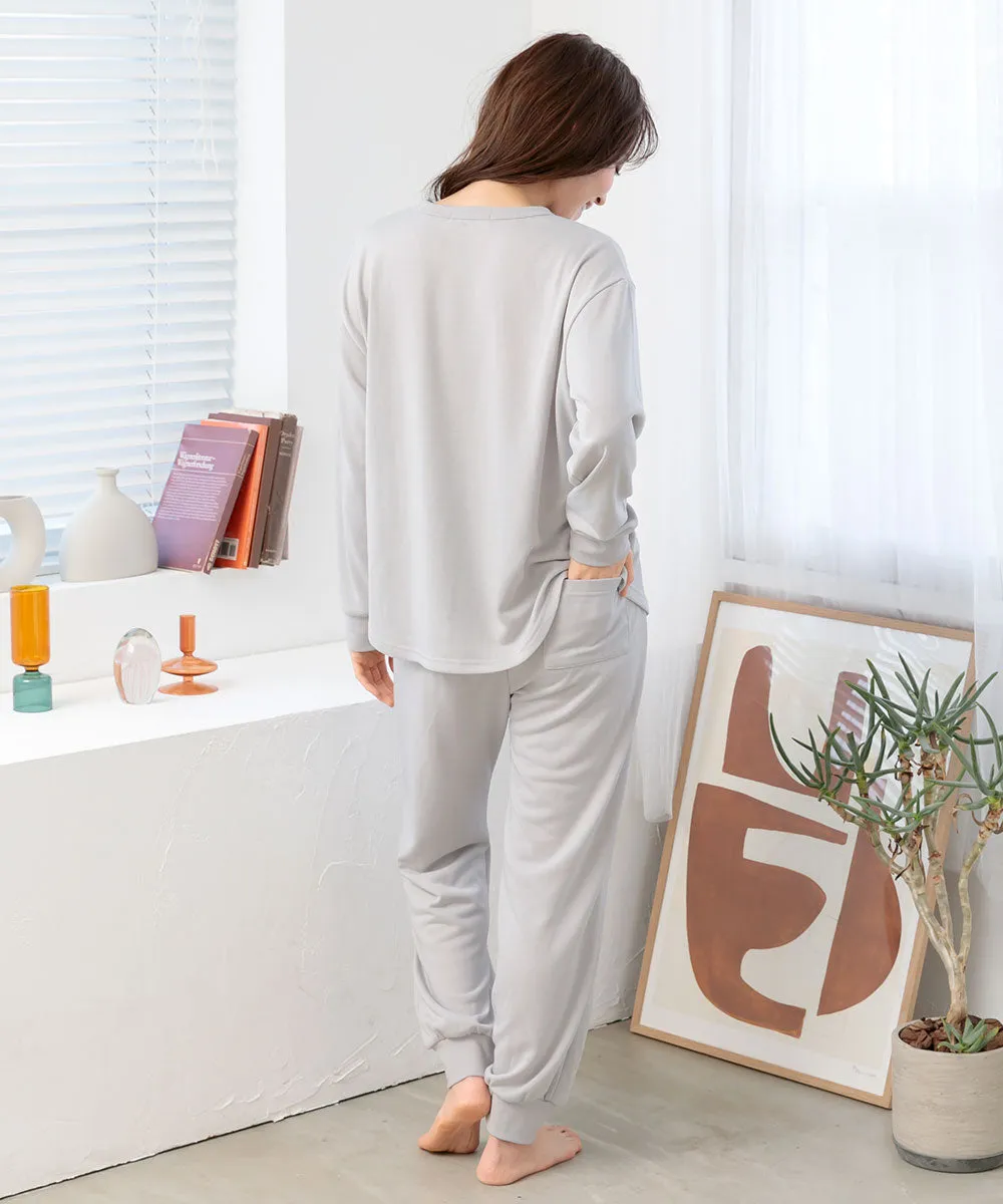 Sweatwear with Belly Warmer Long Sleeve Top-and-Bottom Set