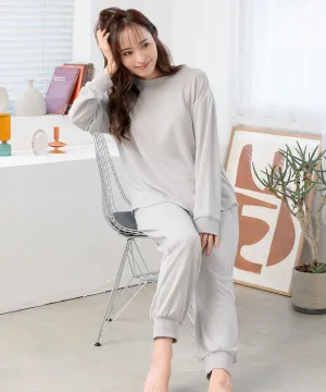 Sweatwear with Belly Warmer Long Sleeve Top-and-Bottom Set