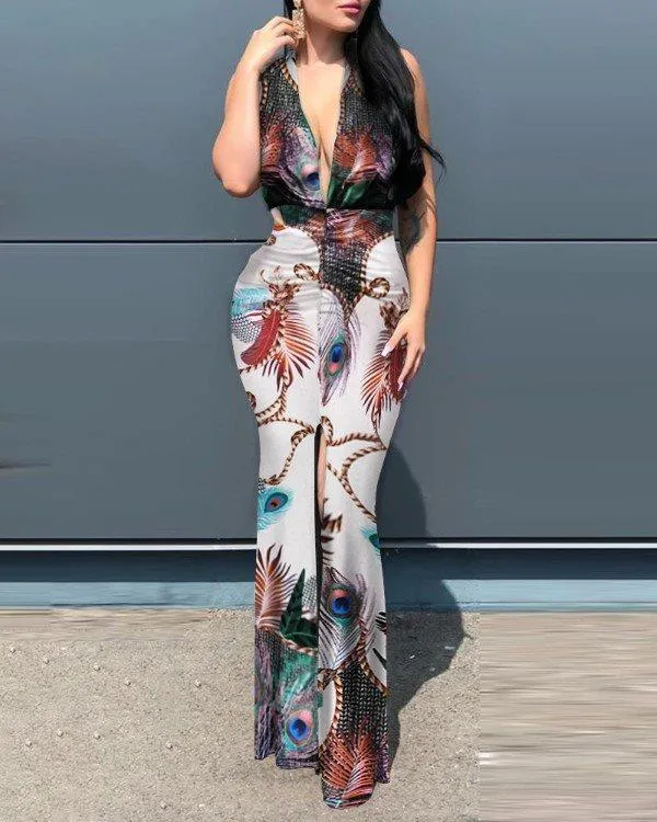The New Fashion Sleeveless Collar Printed Spell Garment