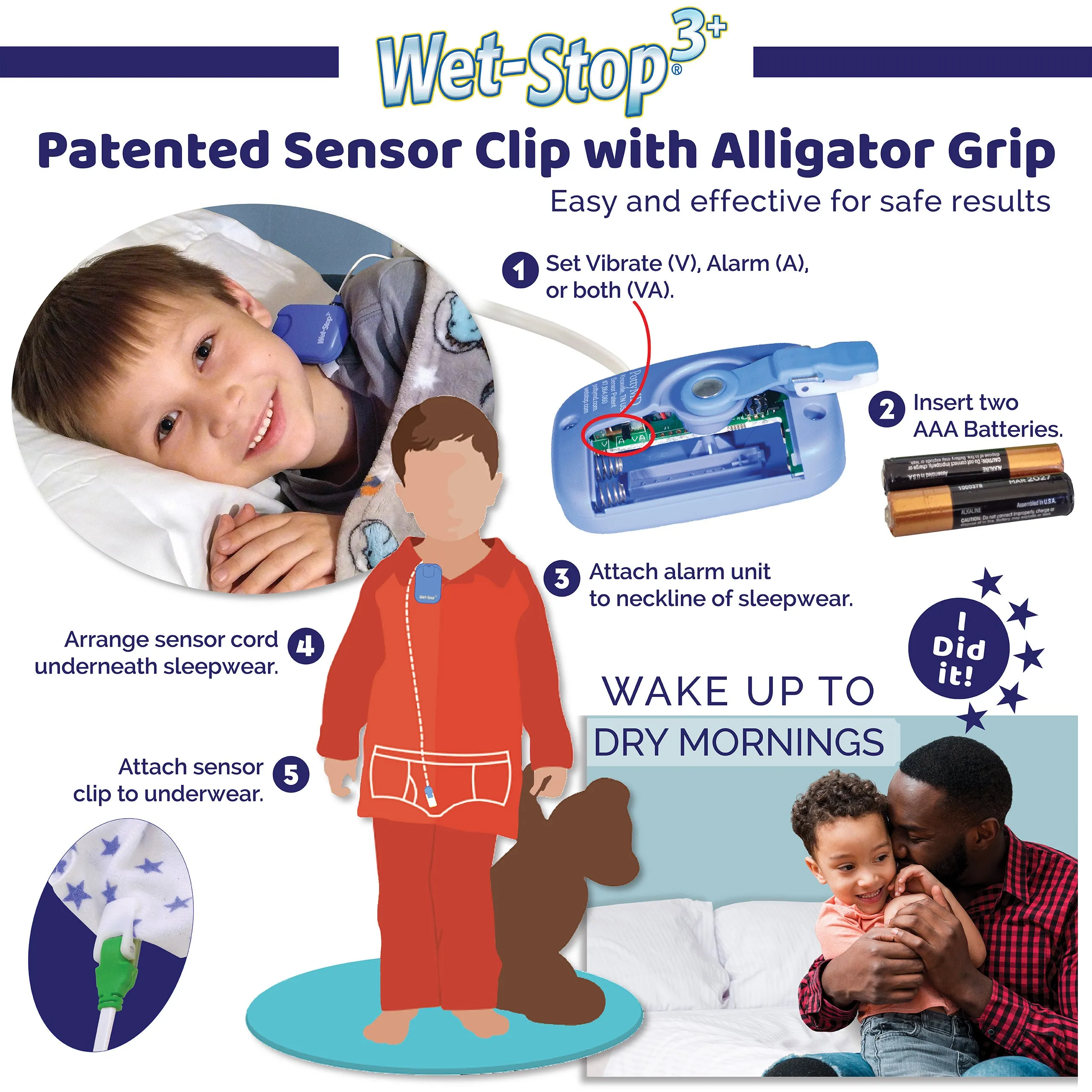 The Wet-Stop 3  Complete Bed Wetting Alarm & Training System