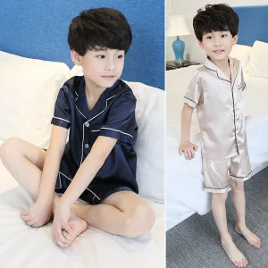 Thin Boys and Girls Short-sleeved One Piece Children's Cotton Pajamas