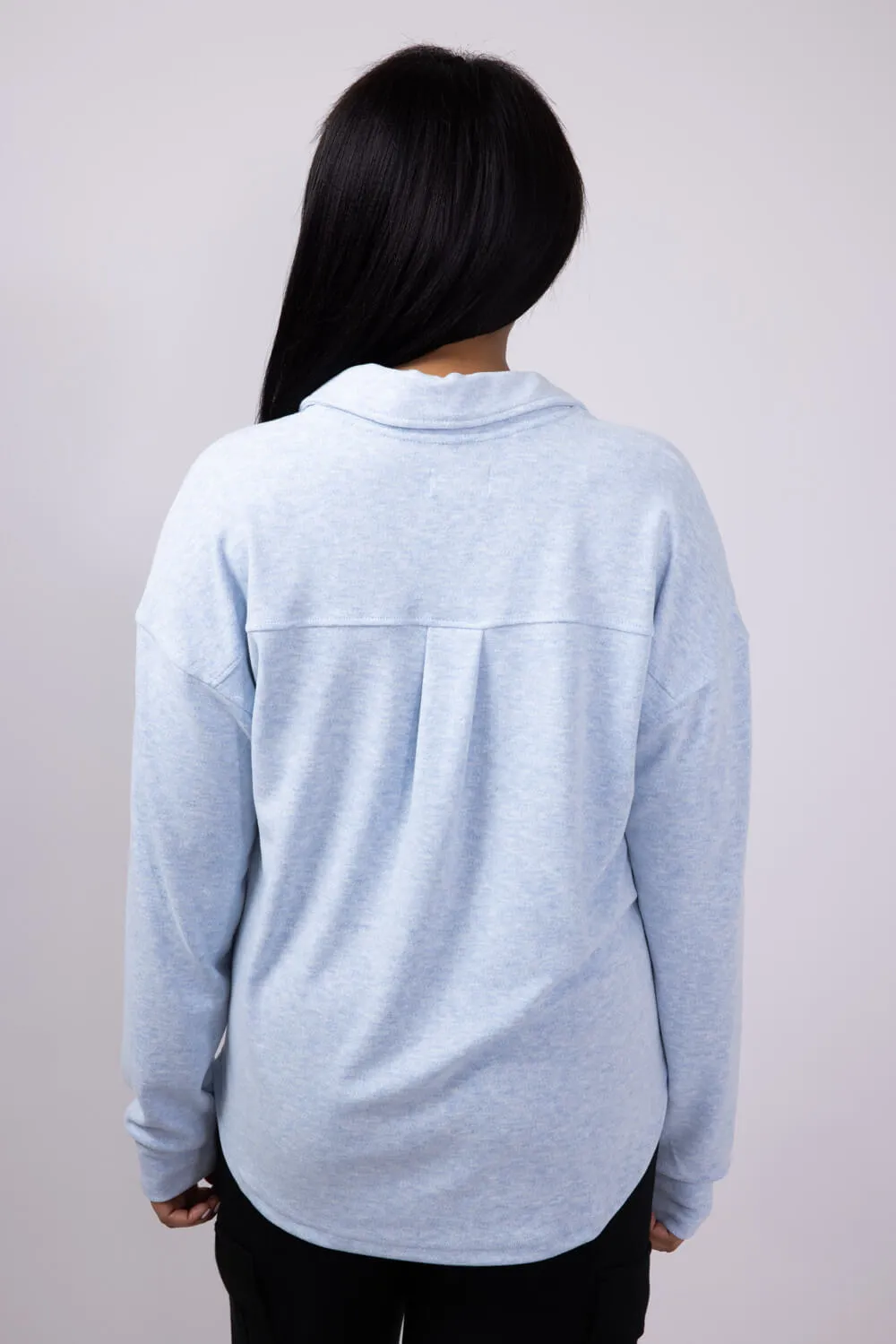 Thread & Supply Taylor Johnny Collar Shirt for Women in Sky Blue | T4404PVTS-SKYBLUEHEATHER