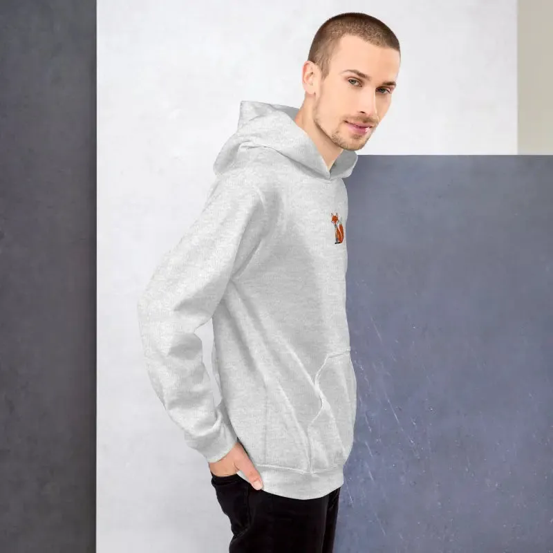 Trendy Embroidered Red Fox Cozy Unisex Hoodie