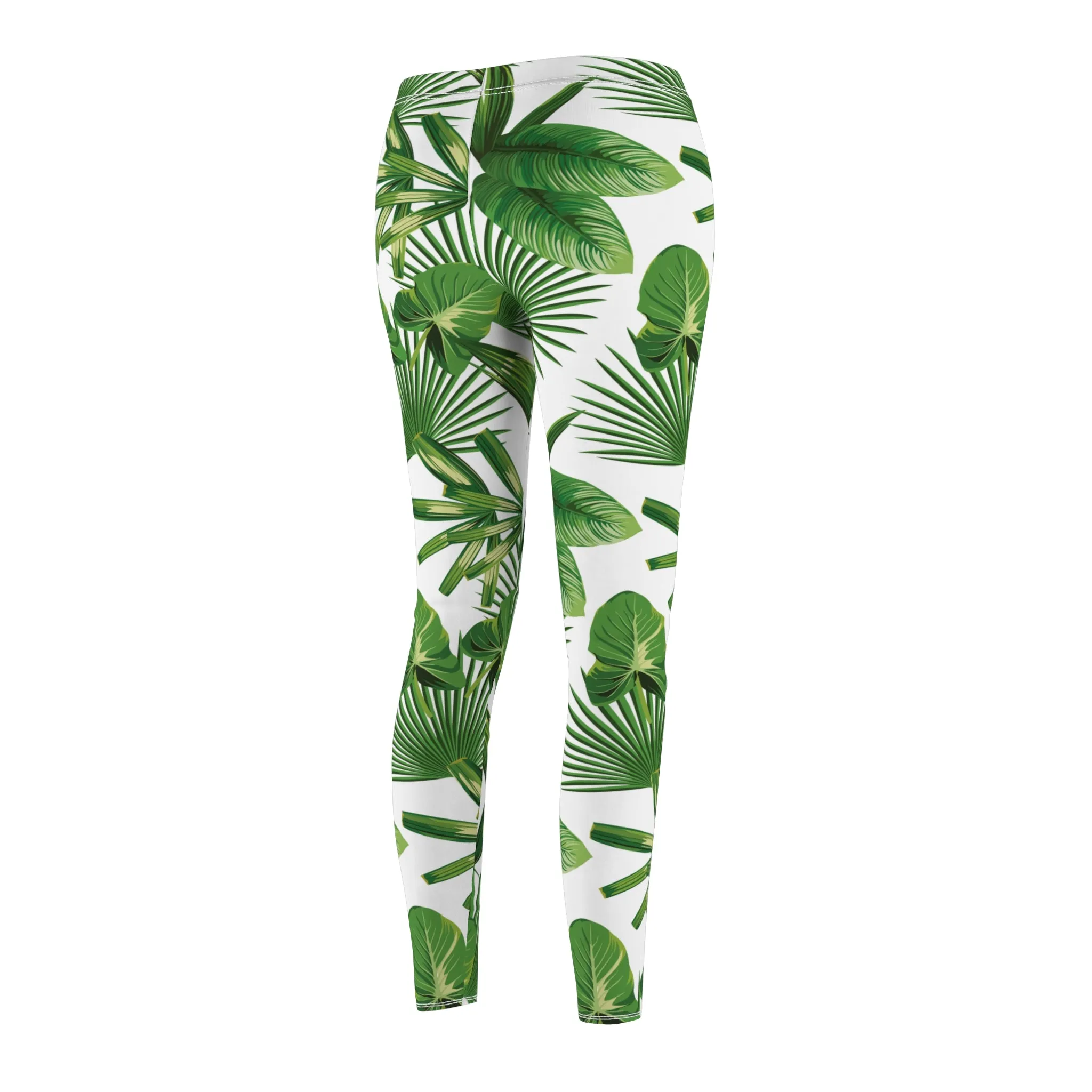 Tropical Palm Leaf Womens Leggings Stretch Pants - Saiko Studio