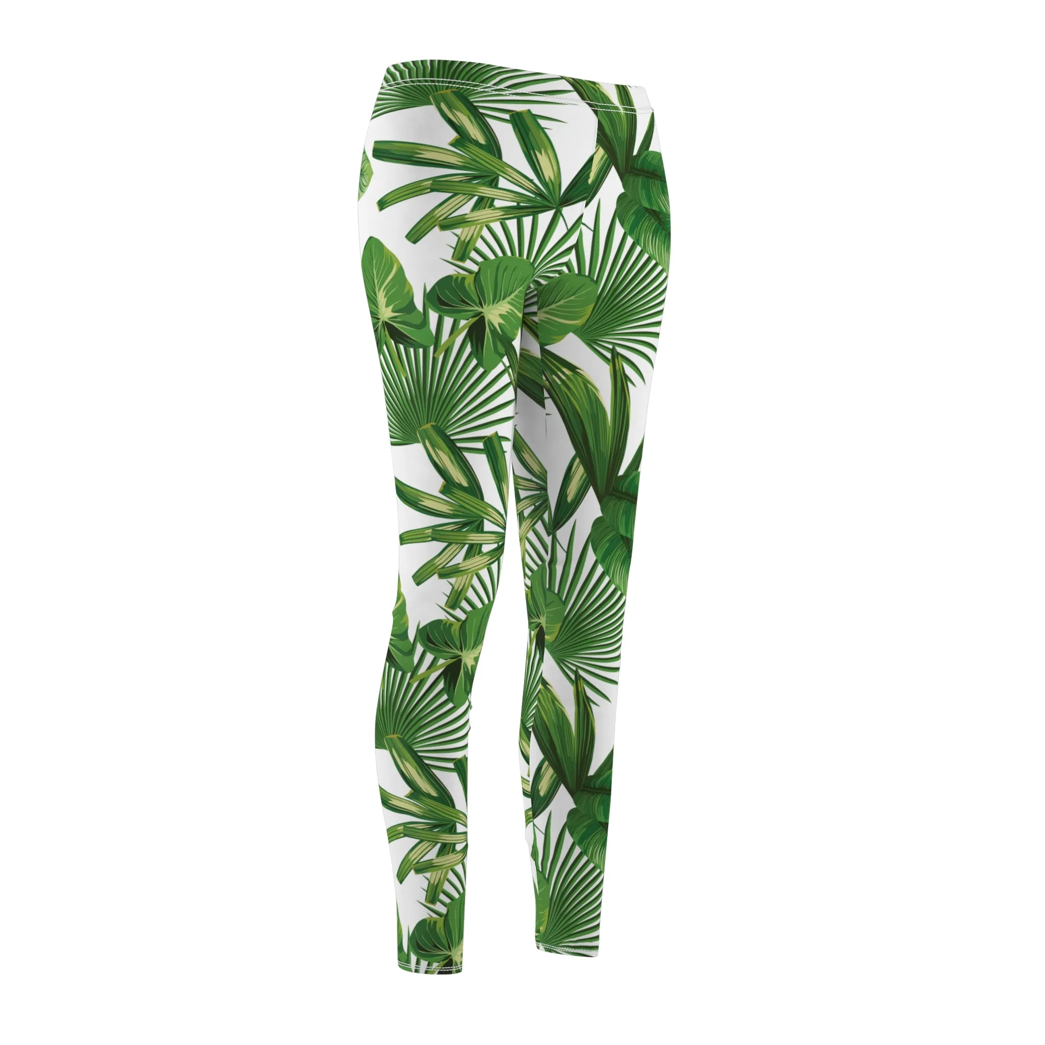 Tropical Palm Leaf Womens Leggings Stretch Pants - Saiko Studio