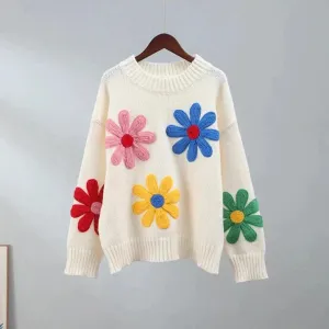 Trudy - decorative floral sweater