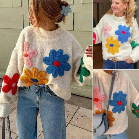 Trudy - decorative floral sweater