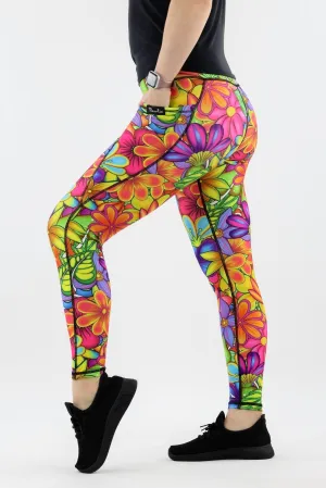 Tutti Frutti Flower - Hybrid 2.0 - Leg Pockets - Full Leggings