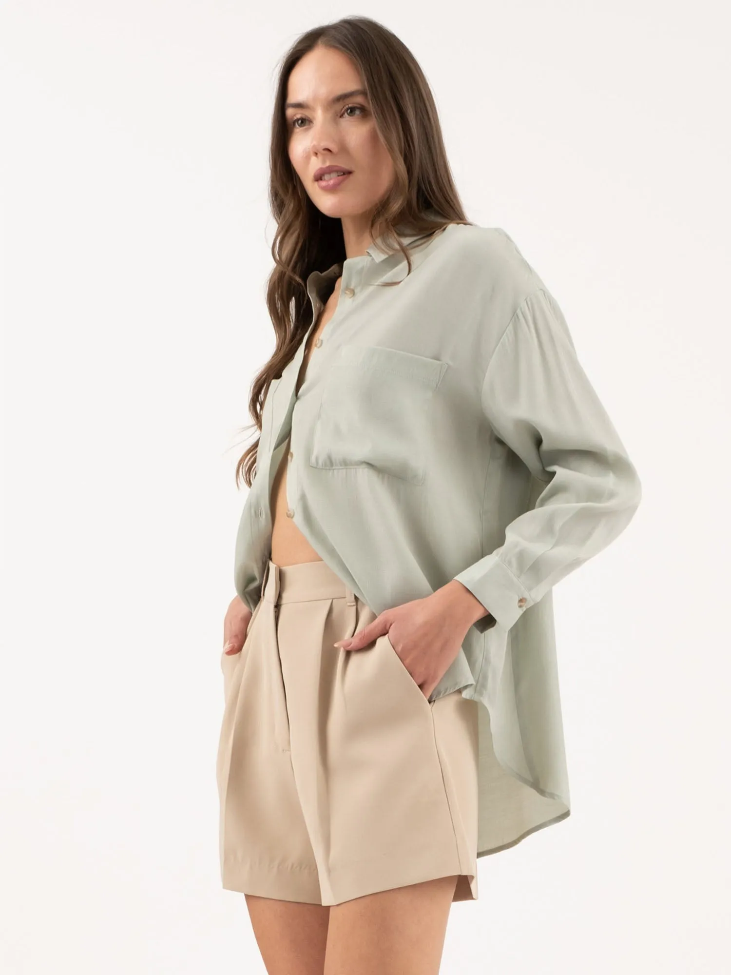 Two Pocket Oversized Button Down Shirt