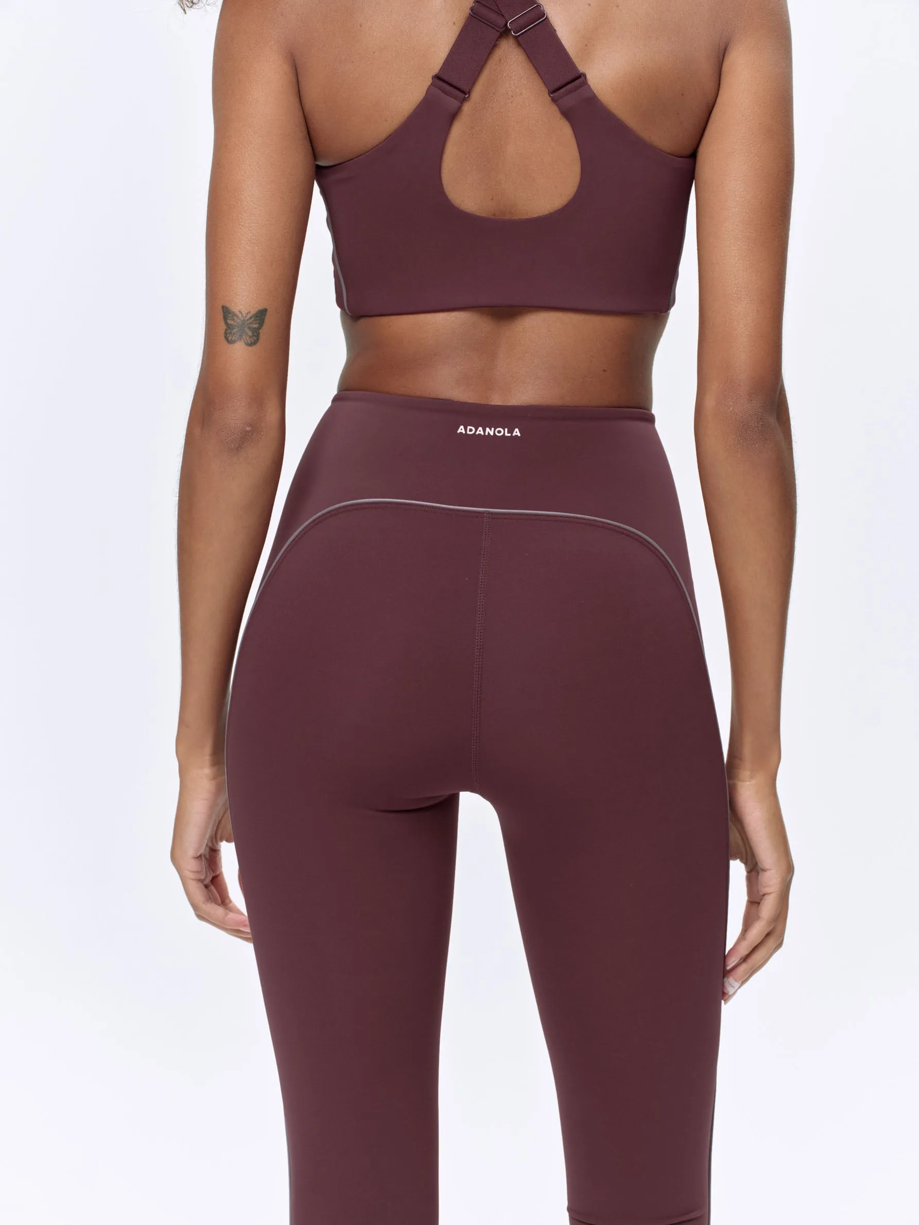 Ultimate Reflective Piping Leggings - Burgundy