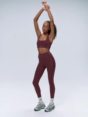 Ultimate Reflective Piping Leggings - Burgundy
