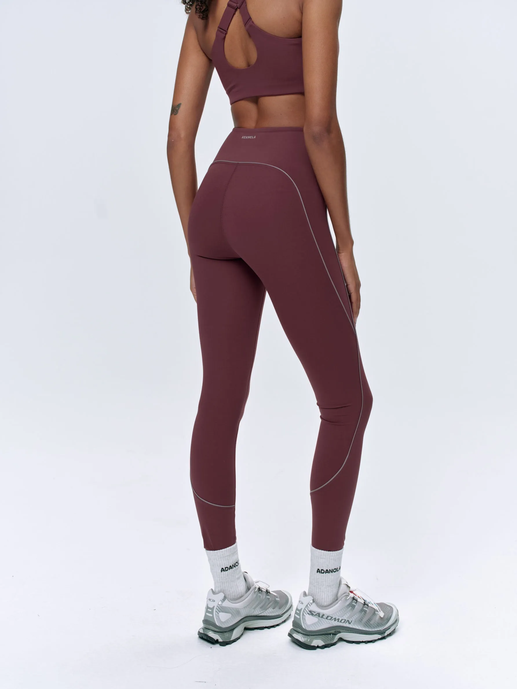 Ultimate Reflective Piping Leggings - Burgundy
