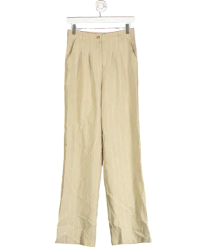 Urban Outfitters Beige Pinstripe Ama Wide Leg Trousers UK S