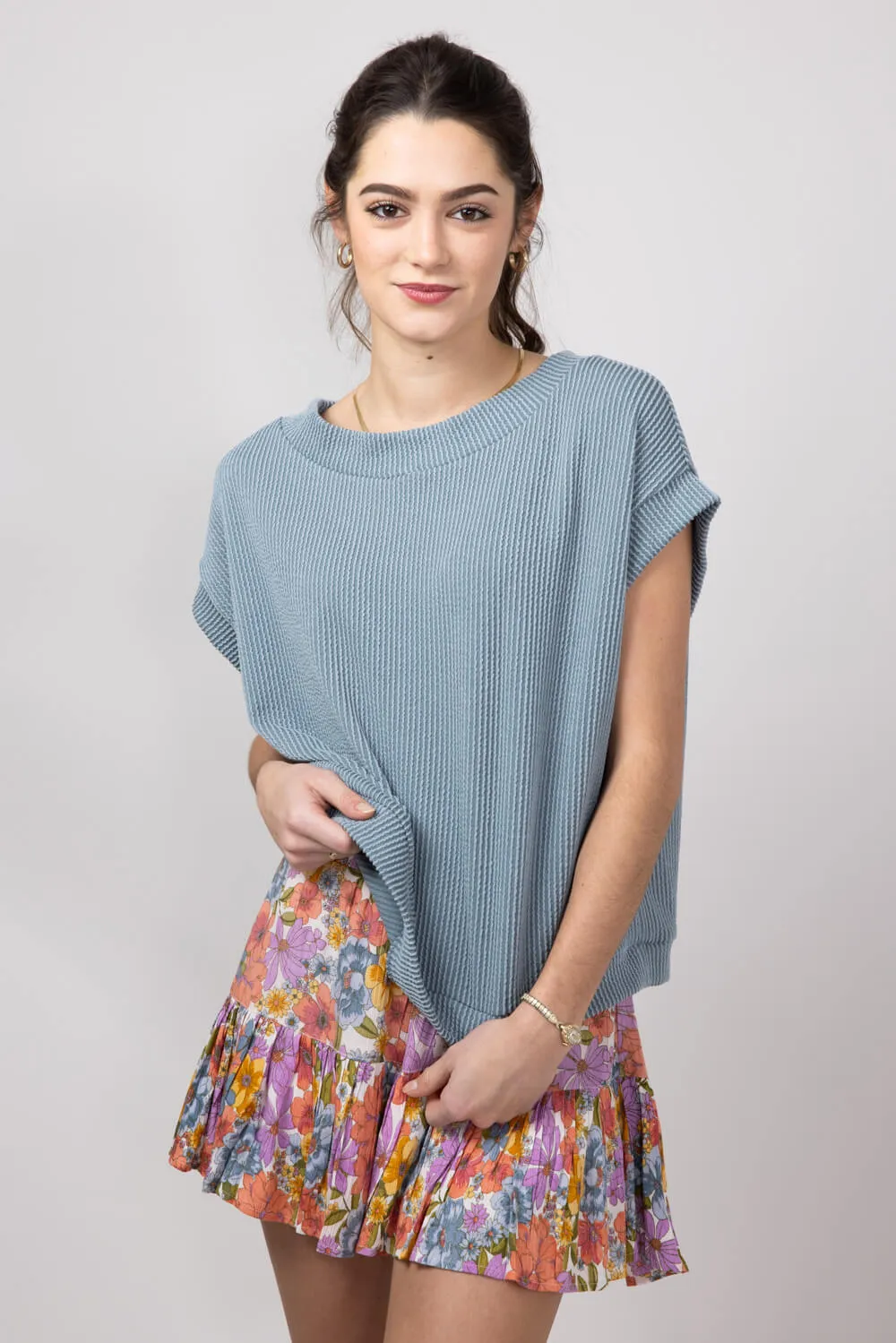 Urban Ribbed Knit Top for Women in Seafoam | 13235-SEA