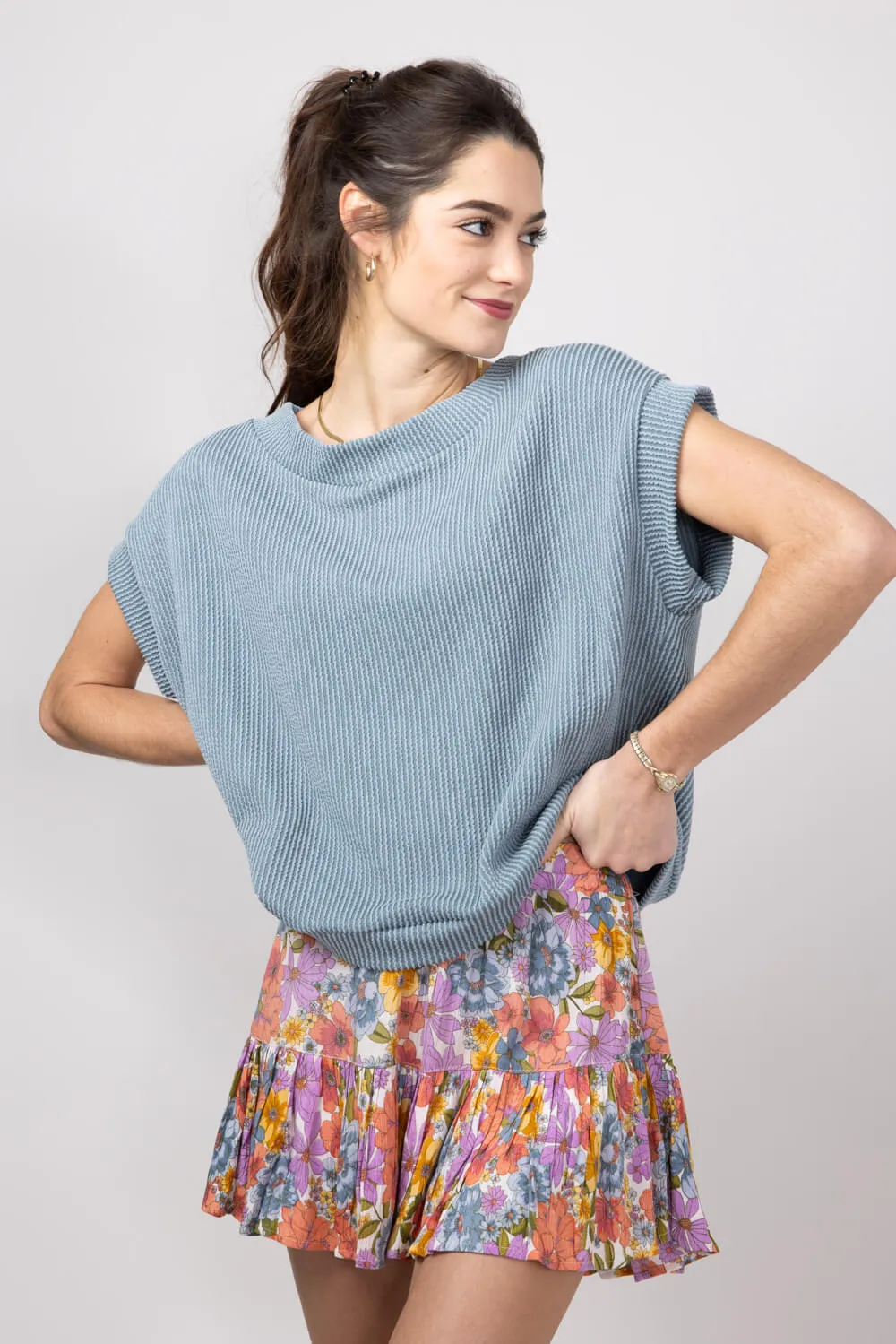 Urban Ribbed Knit Top for Women in Seafoam | 13235-SEA