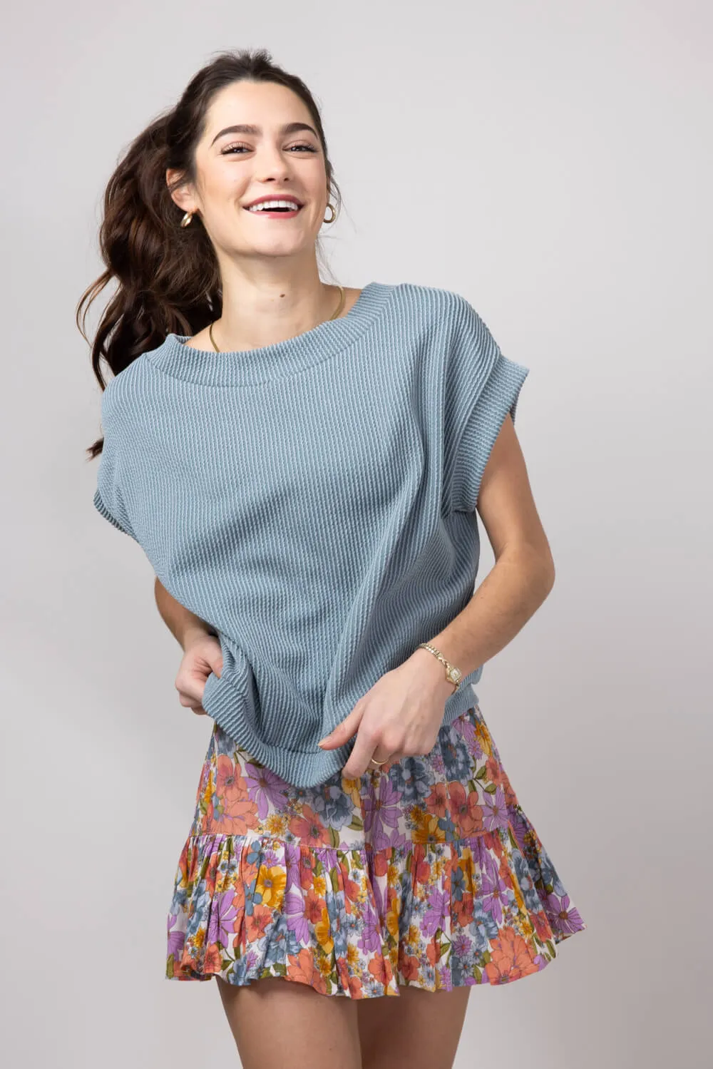 Urban Ribbed Knit Top for Women in Seafoam | 13235-SEA
