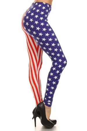 USA Print High Waist Leggings