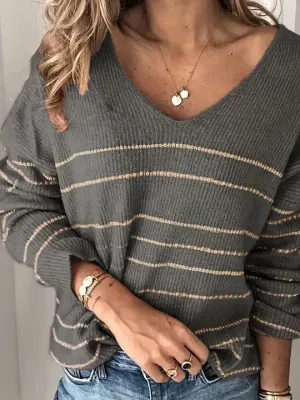 V-Neck Striped Sweater - StripeStyle