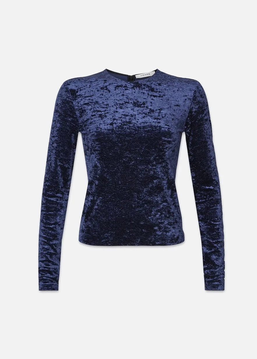 Velvet Long Sleeve Top (Blu Scuro)
