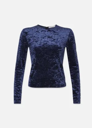 Velvet Long Sleeve Top (Blu Scuro)