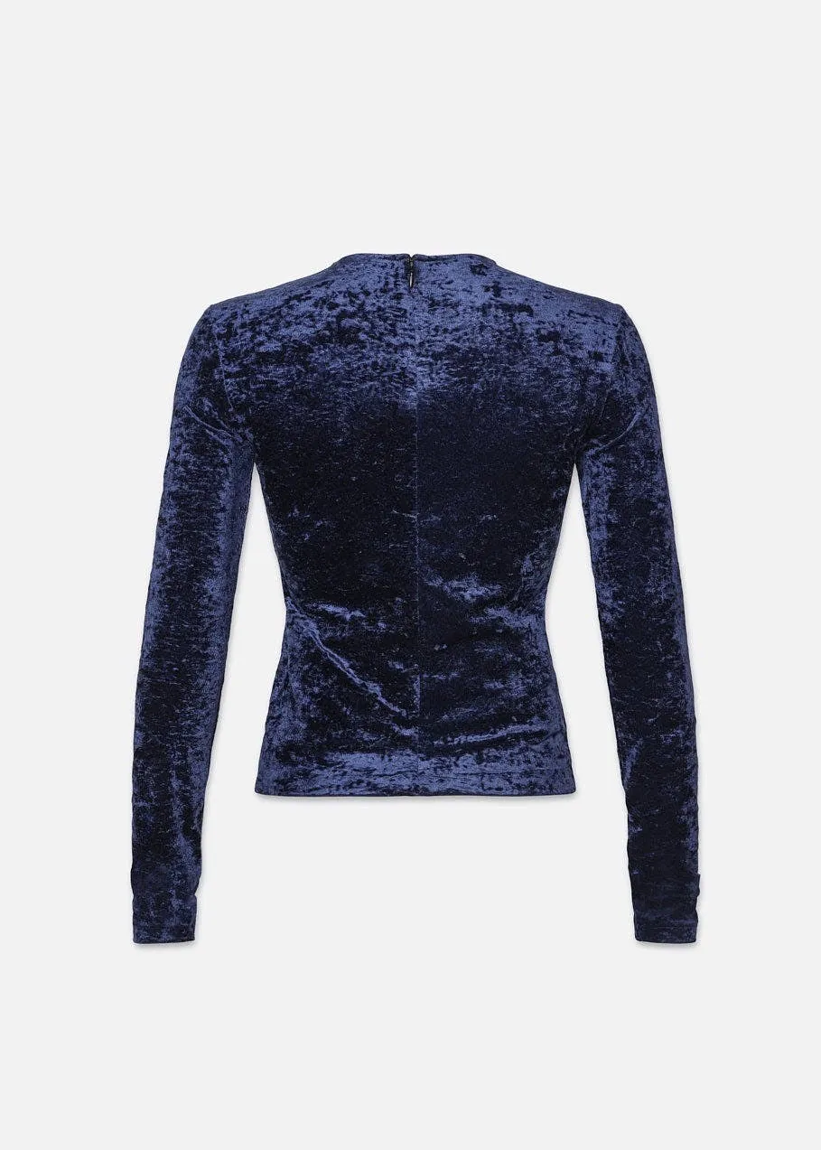 Velvet Long Sleeve Top (Blu Scuro)