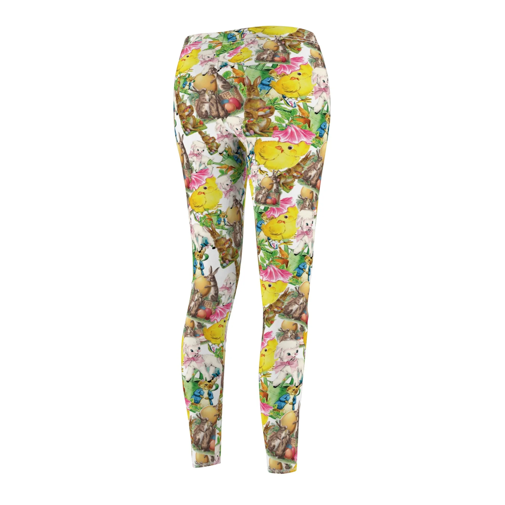 Vintage Easter Images Womens Leggingss Bunny Chick Yoga Pants - Saiko Studio