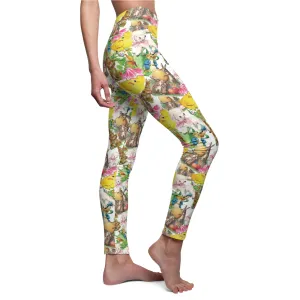 Vintage Easter Images Womens Leggingss Bunny Chick Yoga Pants - Saiko Studio