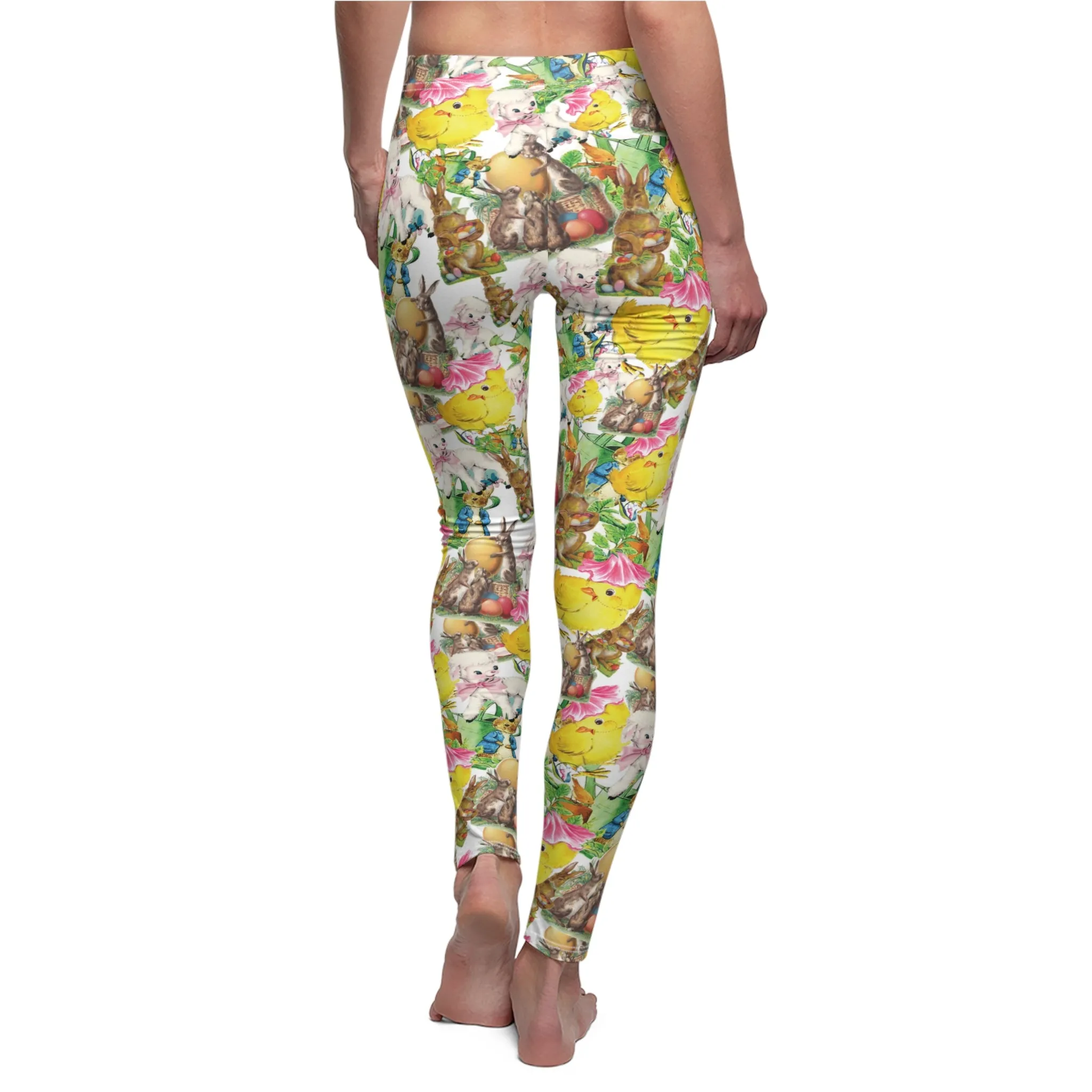 Vintage Easter Images Womens Leggingss Bunny Chick Yoga Pants - Saiko Studio