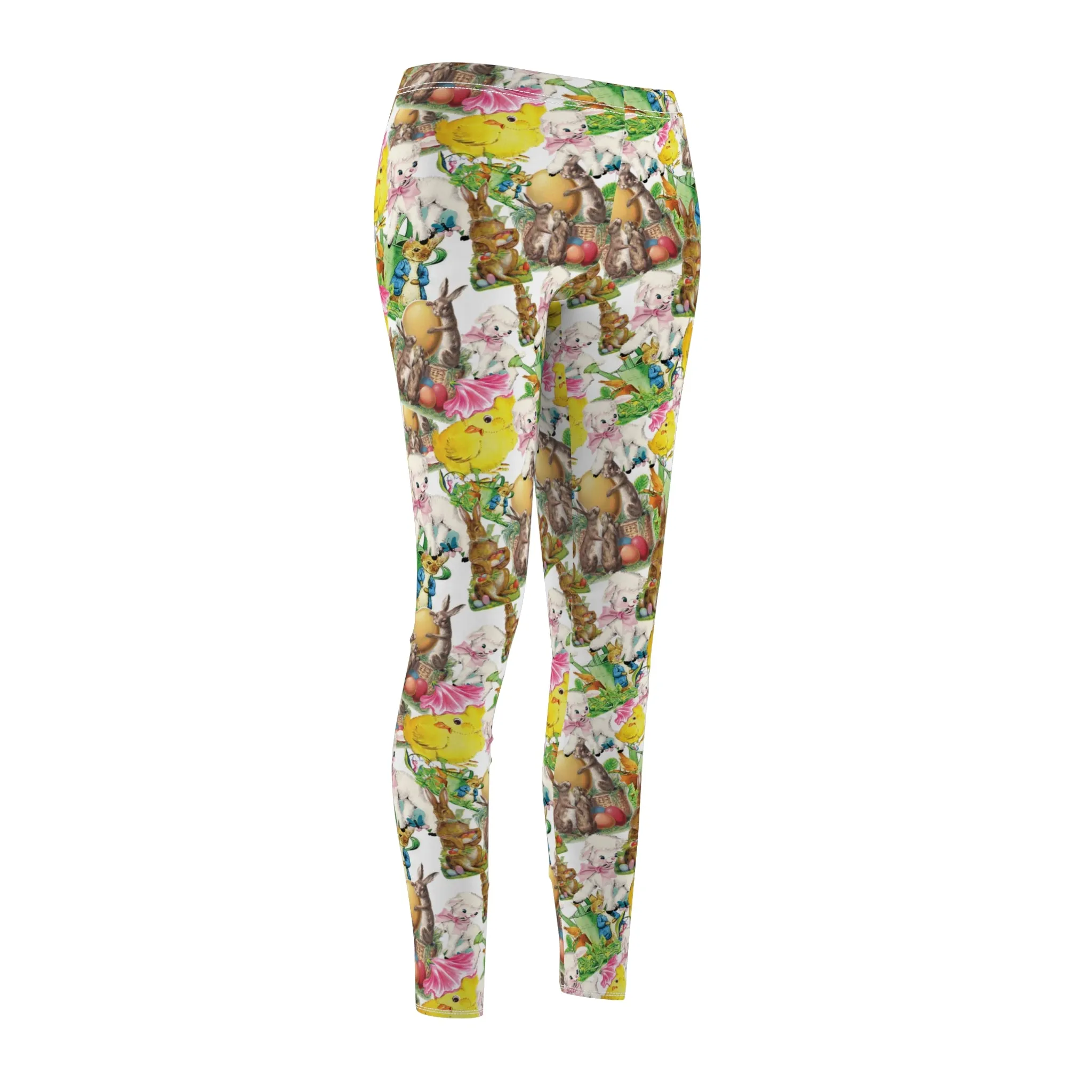 Vintage Easter Images Womens Leggingss Bunny Chick Yoga Pants - Saiko Studio