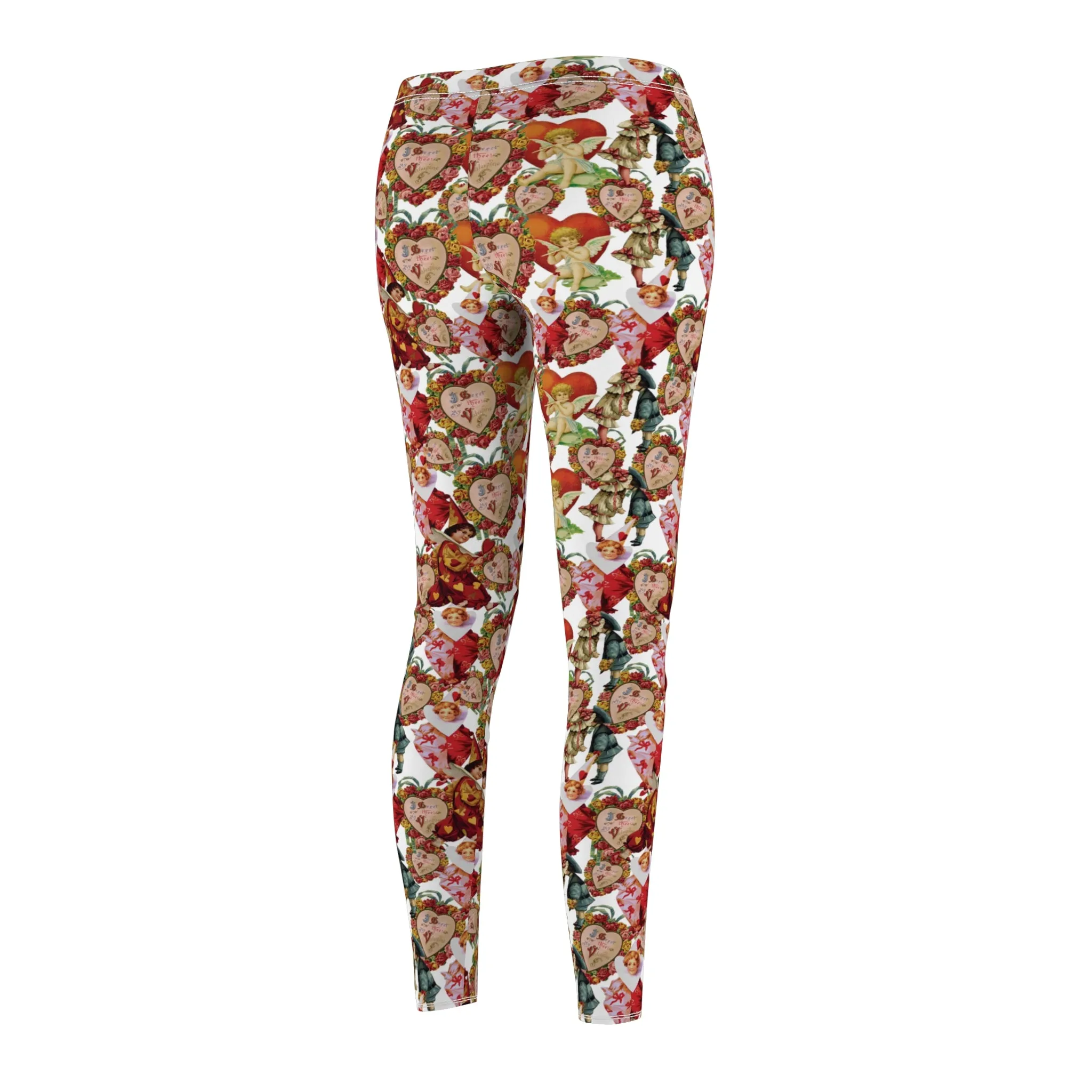 Vintage Valentines Cupid Heart Womens Leggings Yoga Pants - Saiko Studio