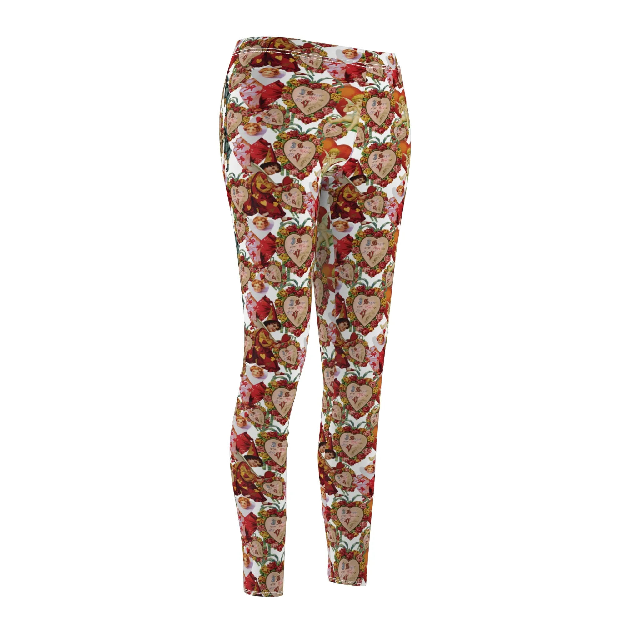 Vintage Valentines Cupid Heart Womens Leggings Yoga Pants - Saiko Studio