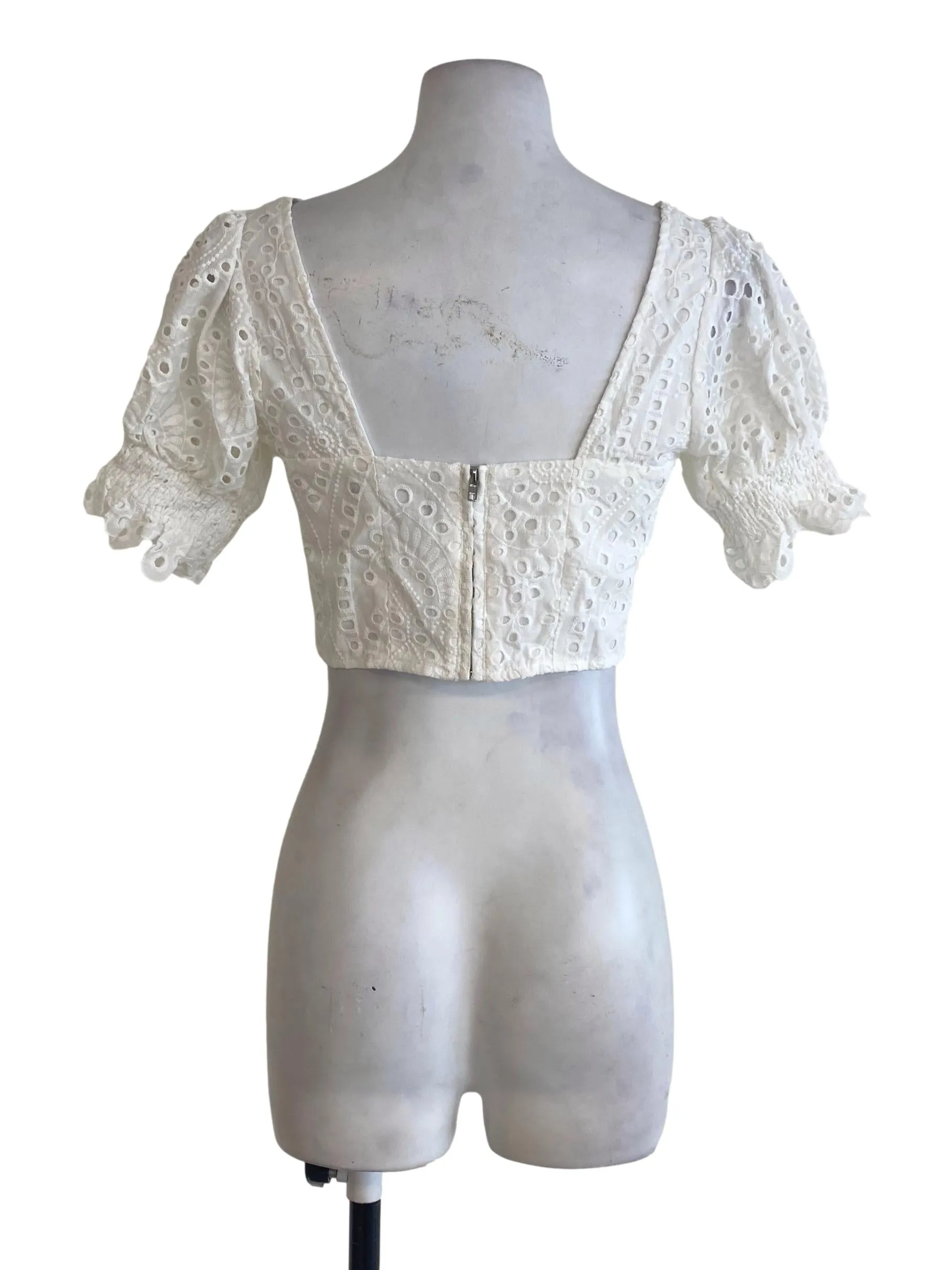 White Square Neck Top