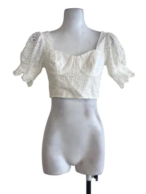 White Square Neck Top