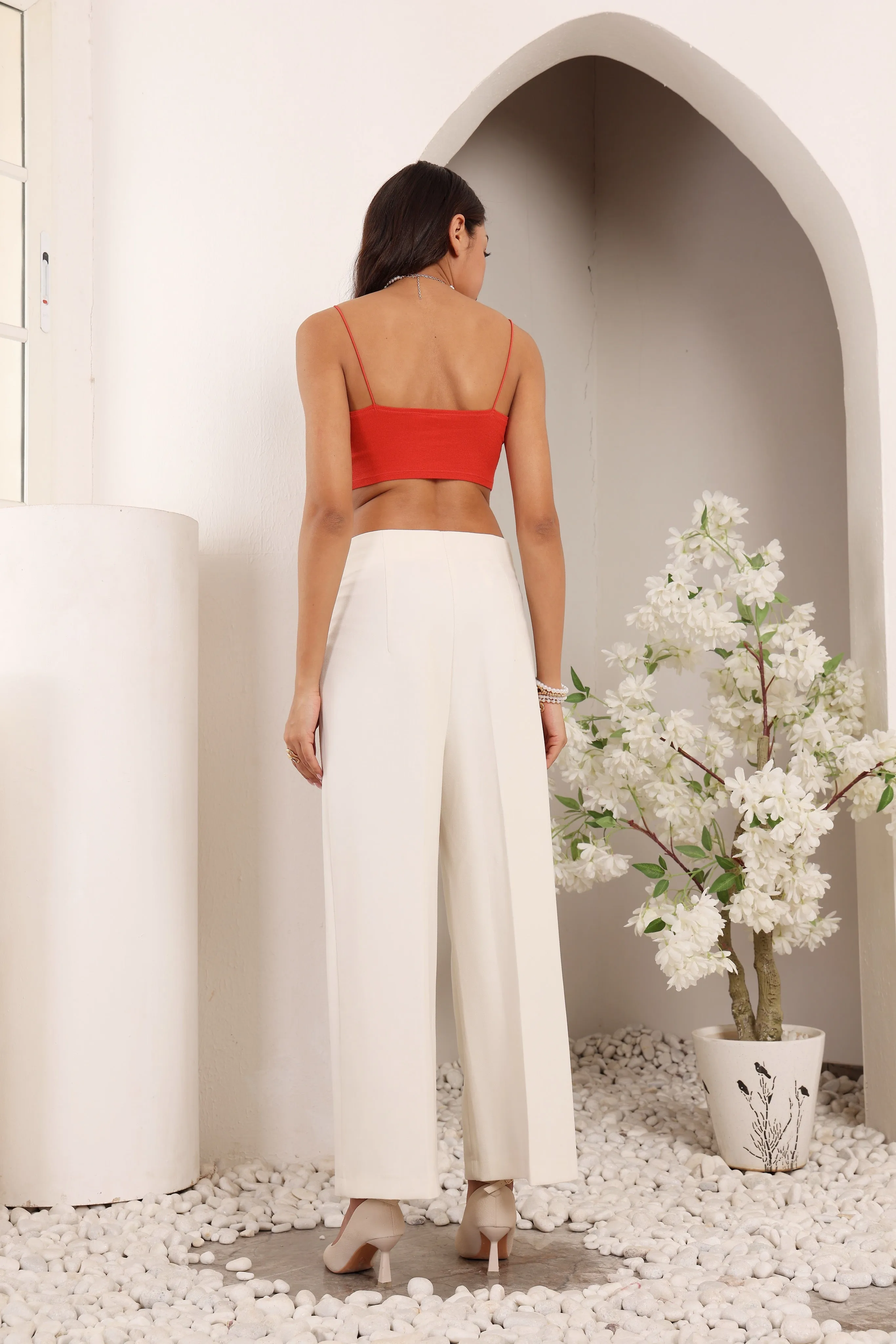 white wide-leg trouser