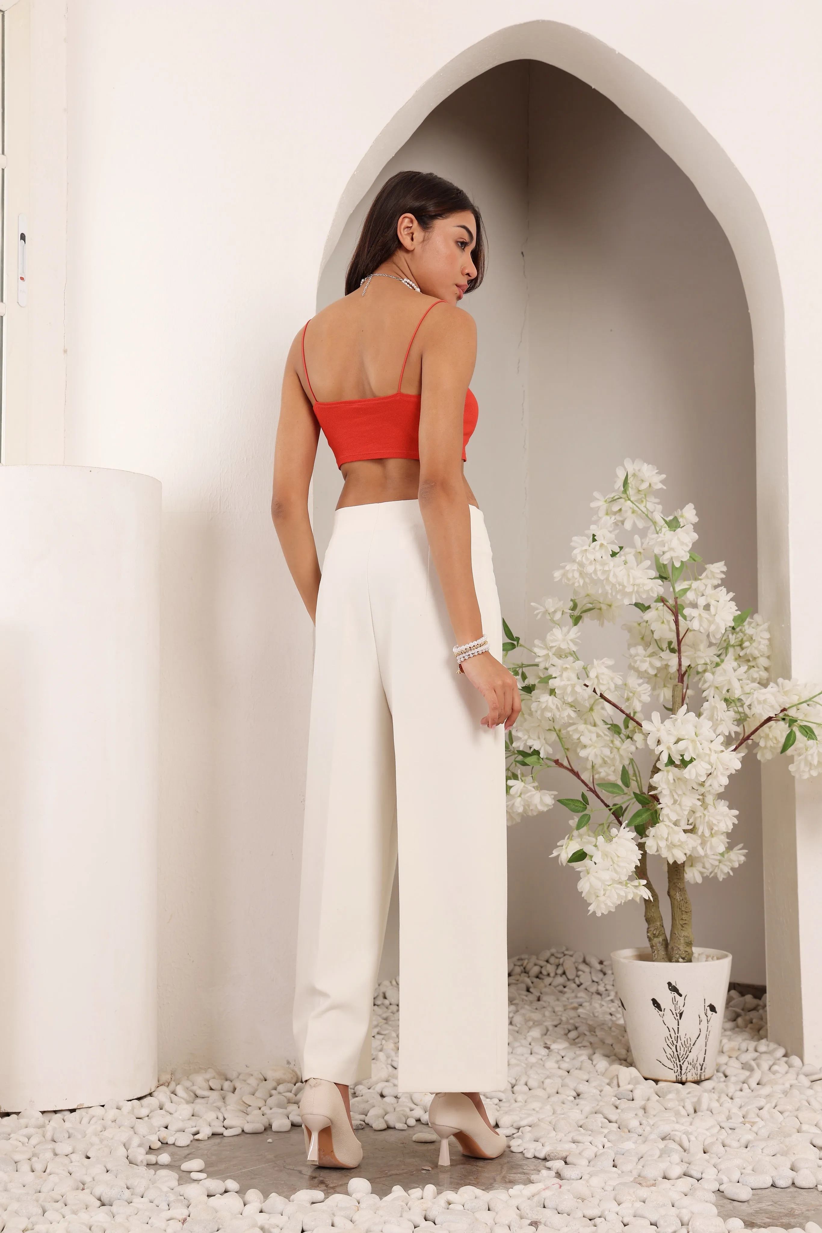 white wide-leg trouser