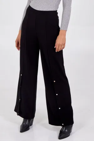 Wide Leg Button Side Trousers