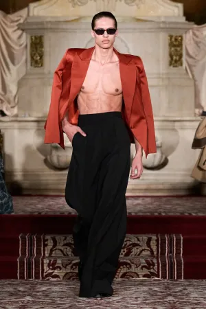 Wide Leg Cuff Trousers in Black