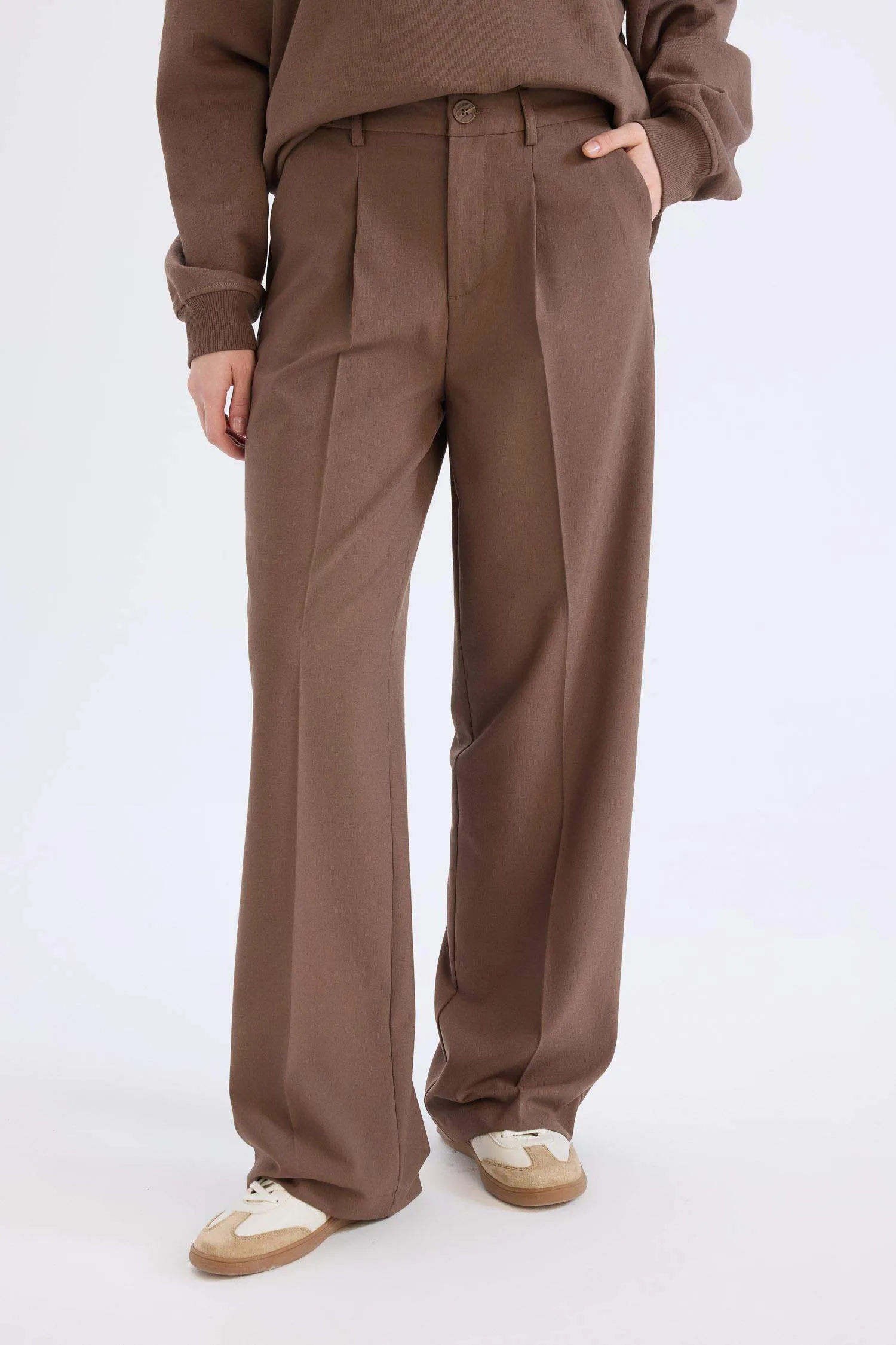 Wide Leg High Waist Standard Length Basic Classic Trousers