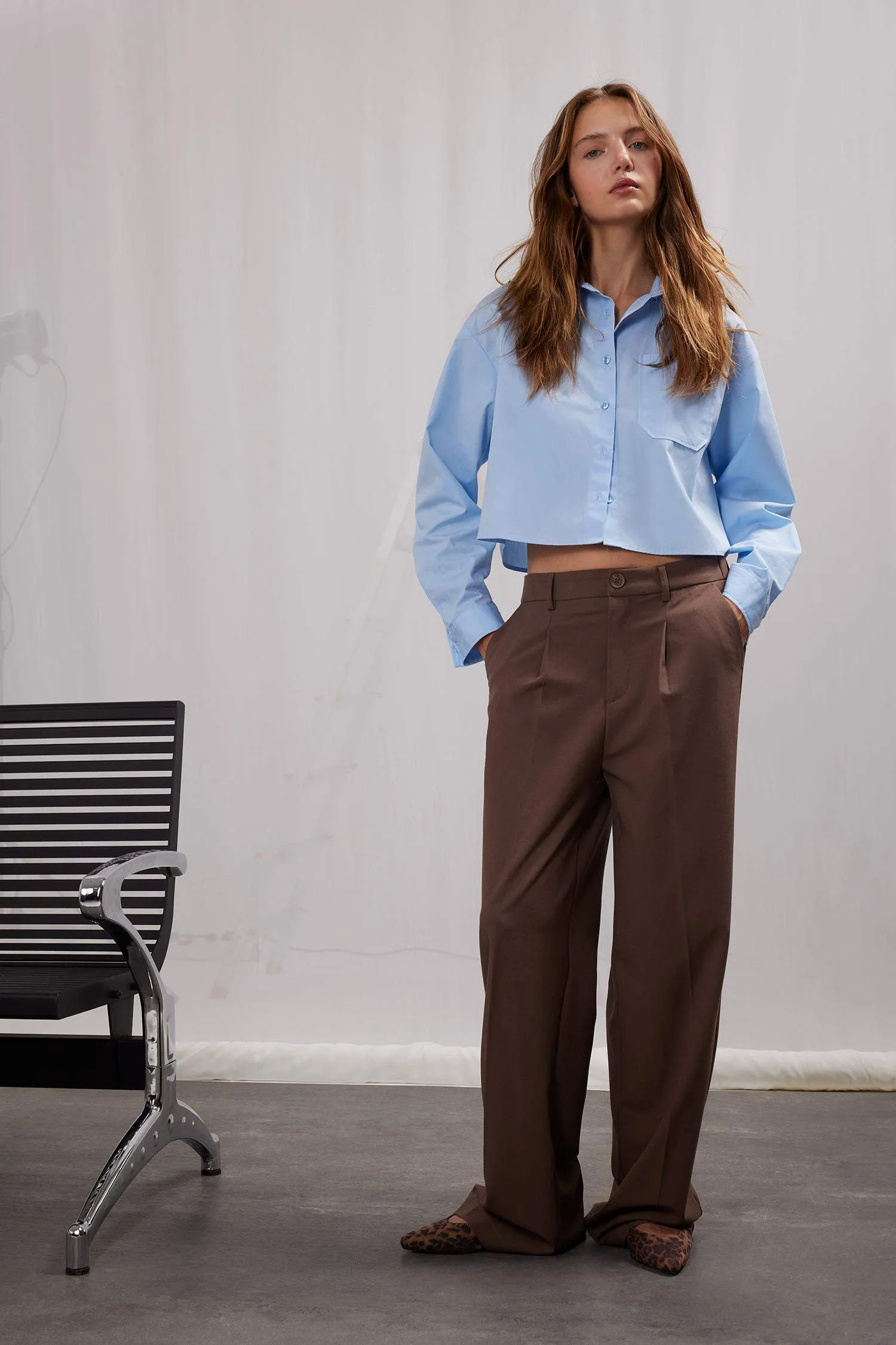 Wide Leg High Waist Standard Length Basic Classic Trousers