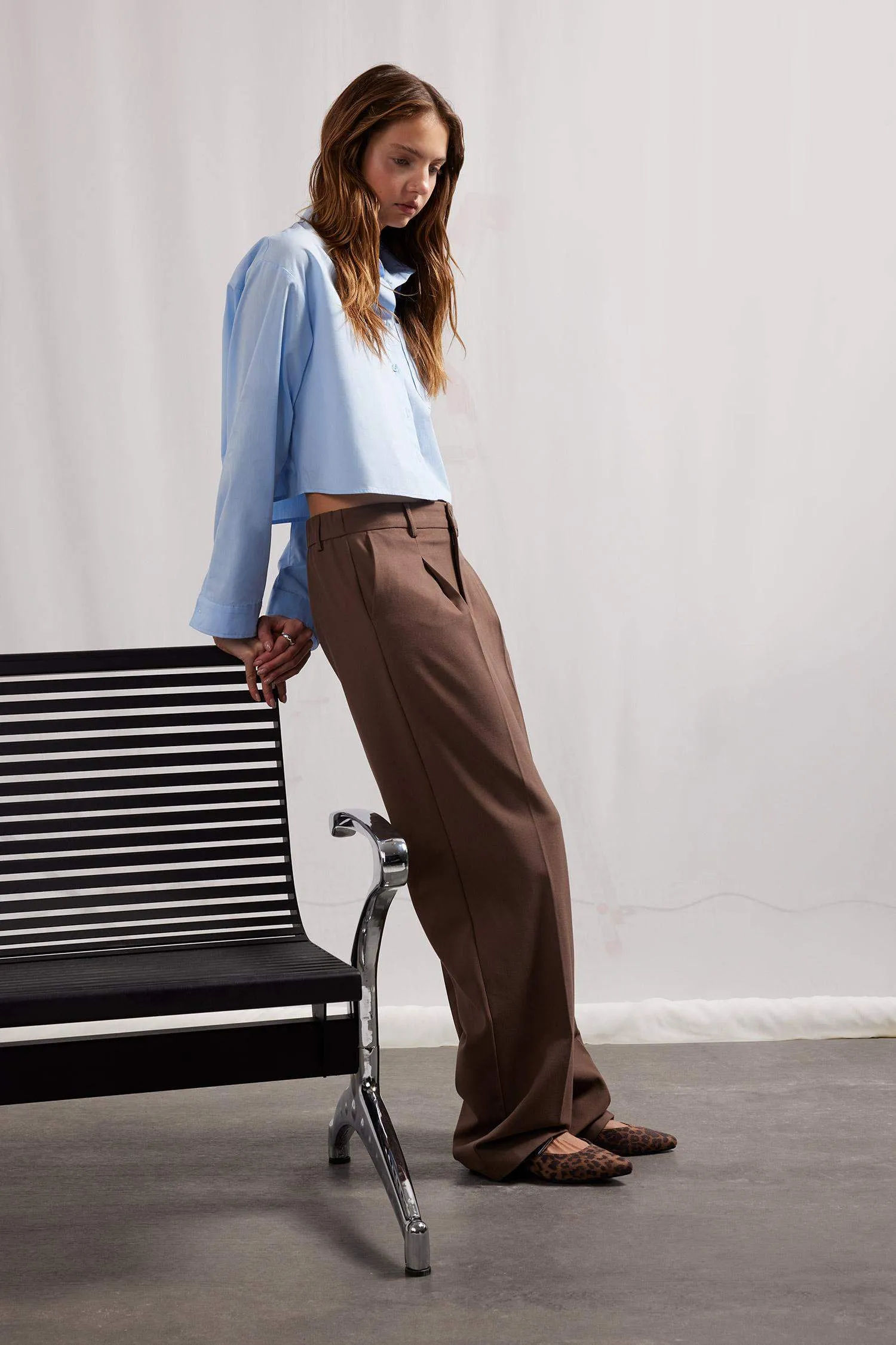 Wide Leg High Waist Standard Length Basic Classic Trousers